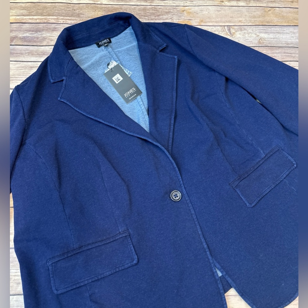 Jones New York Plus Size Women’s Denim One-Button Blazer Indigo Rinse Wash 3X - Picture 4 of 7